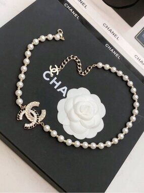 Chanel Pearl & Gold-Tone CC Logo Necklace